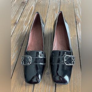 Hispanitas Women’s Patent Leather Loafer with silver buckle.  Size 8